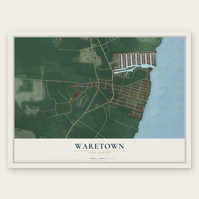 Waretown, New Jersey map print, the full design