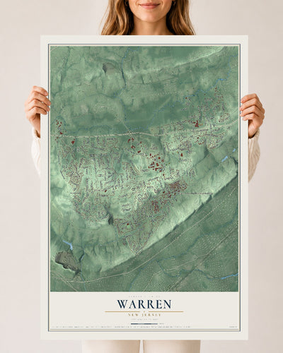 Warren, New Jersey map print, 24" x 36" Archival Matte Print mockup