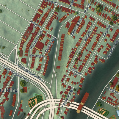 Close-up 1 of the Weehawken, New Jersey map artwork