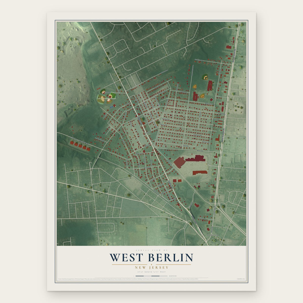West Berlin, New Jersey map print, the full design