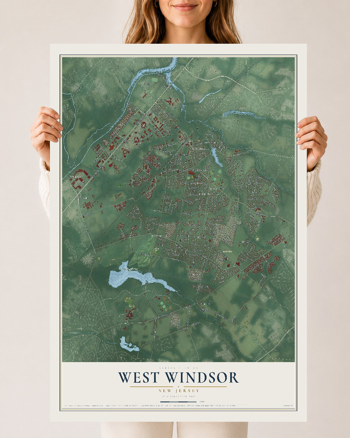 West Windsor, New Jersey map print, 24" x 36" Archival Matte Print mockup