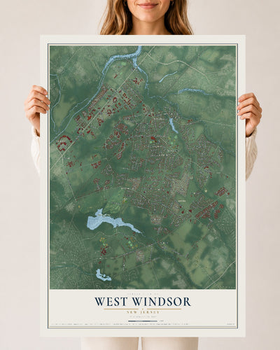 West Windsor, New Jersey map print, 24" x 36" Archival Matte Print mockup