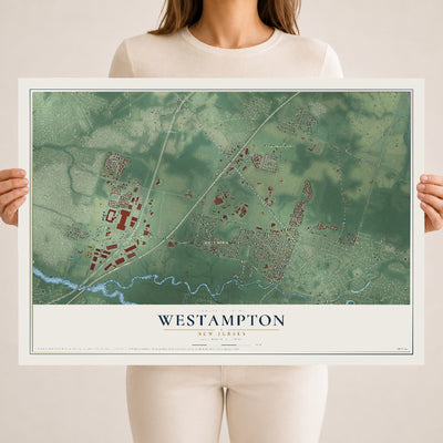 Westampton, New Jersey map print, 18" x 24" Archival Matte Print mockup