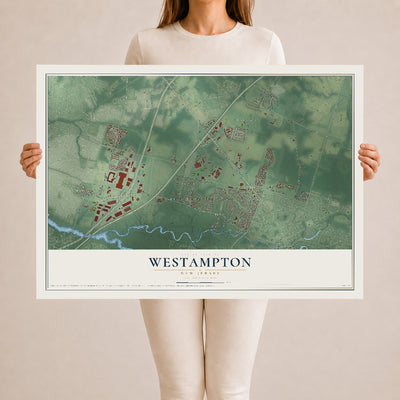 Westampton, New Jersey map print, 24" x 36" Archival Matte Print mockup