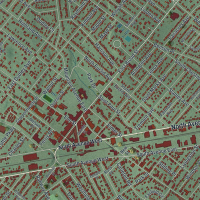 Close-up 1 of the Westfield, New Jersey map artwork