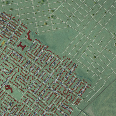 Close-up 2 of the Westfield, New Jersey map artwork