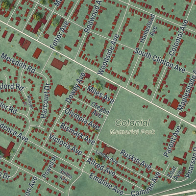 Close-up of the map of White Horse, New Jersey print showing street and building detail