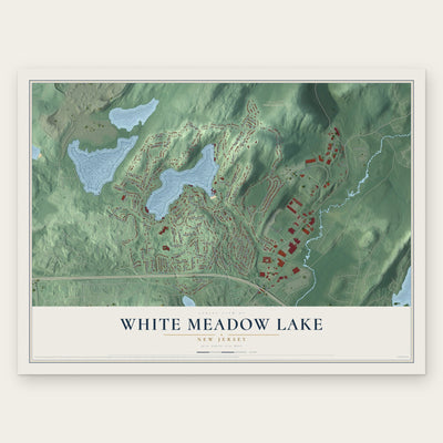 White Meadow Lake, New Jersey map print, the full design