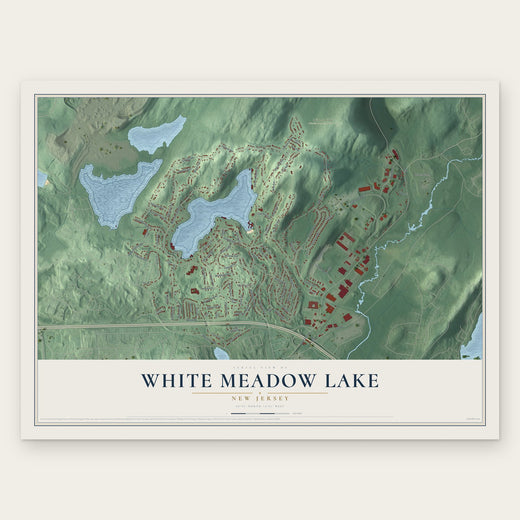 White Meadow Lake, New Jersey map print, the full design
