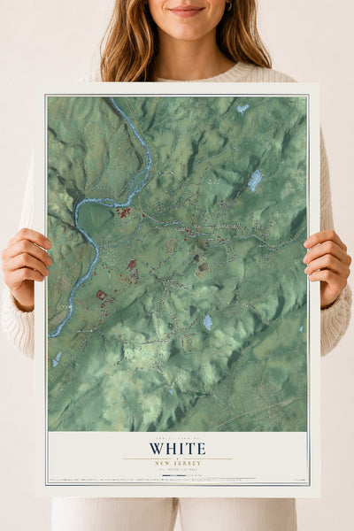 White, New Jersey map print, 18" x 24" Archival Matte Print mockup