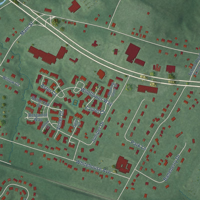 Close-up of the map of Whitehouse, New Jersey print showing street and building detail
