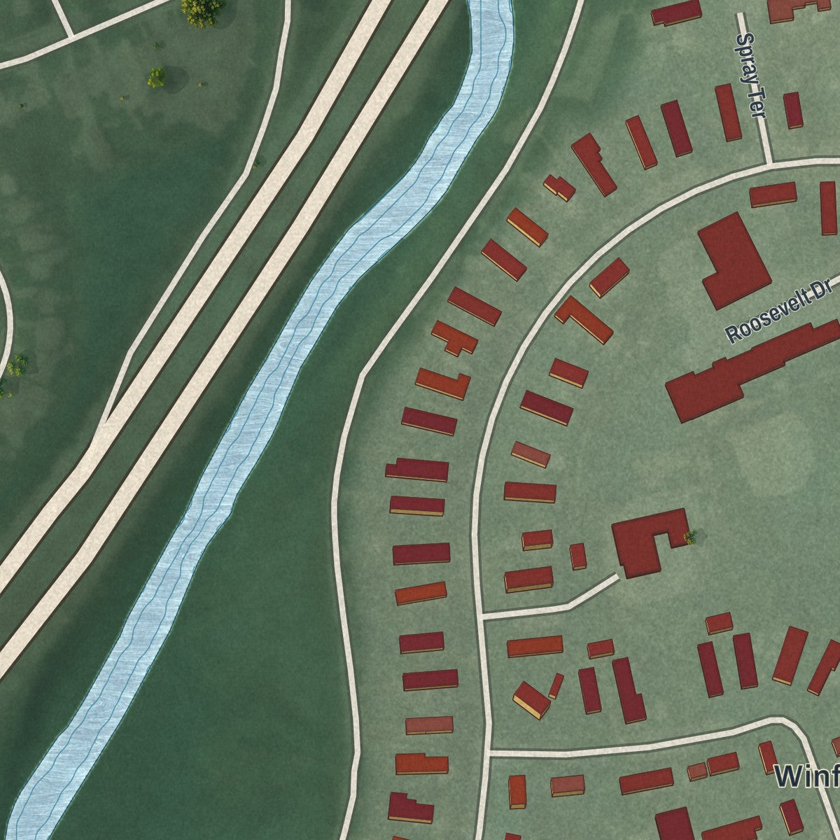 Close-up 1 of the Winfield, New Jersey map artwork