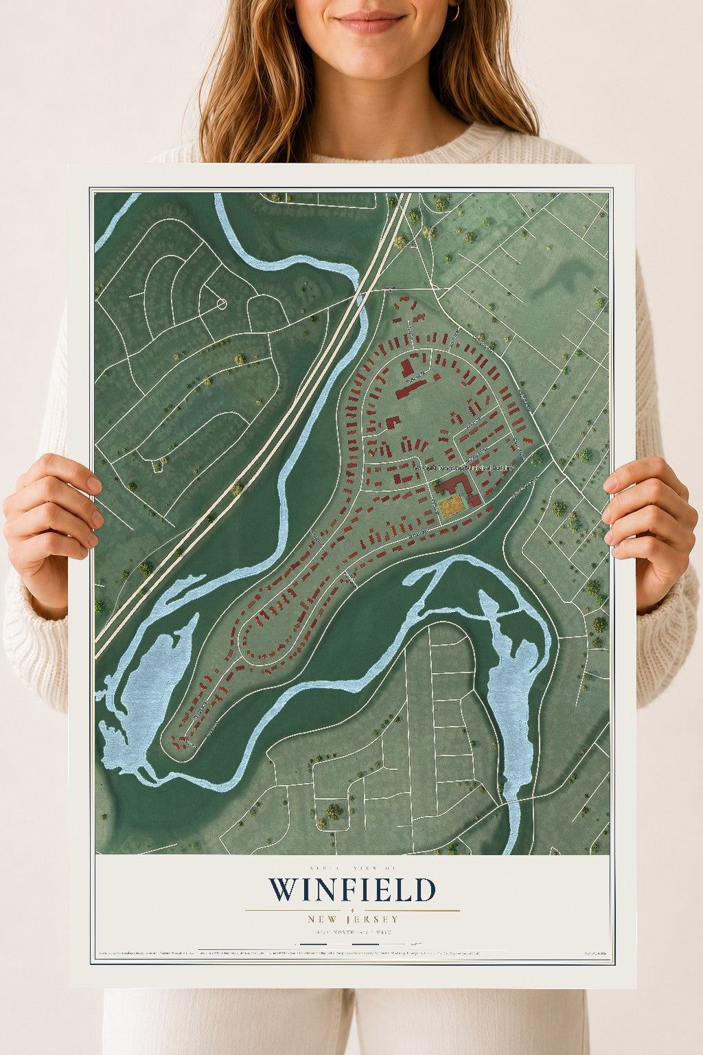 Winfield, New Jersey map print, 18" x 24" Archival Matte Print mockup