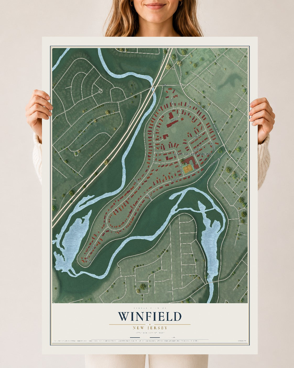 Winfield, New Jersey map print, 24" x 36" Archival Matte Print mockup