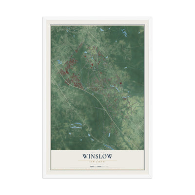 Winslow, New Jersey map print, 12" x 18" W/ White Ayous Wood Frame mockup