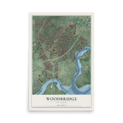 Woodbridge, New Jersey map print, 12" x 18" Archival Matte Print mockup