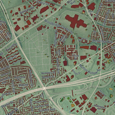 Close-up 2 of the Woodbridge, New Jersey map artwork
