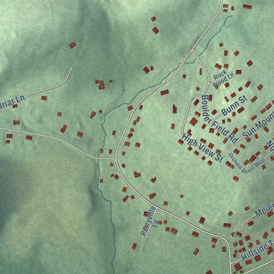 Close-up of the map of Woodglen, New Jersey print showing street and building detail
