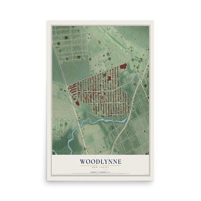 Woodlynne, New Jersey map print, 12" x 18" Archival Matte Print mockup