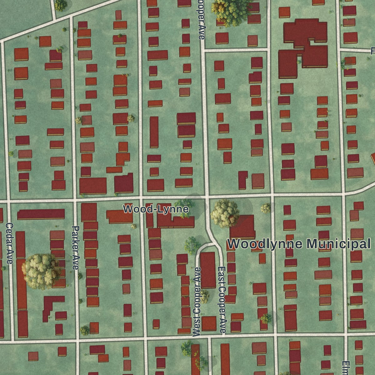 Close-up 1 of the Woodlynne, New Jersey map artwork