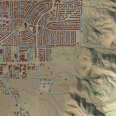 Second close-up of the map of Alamogordo, New Mexico print showing more streets and buildings