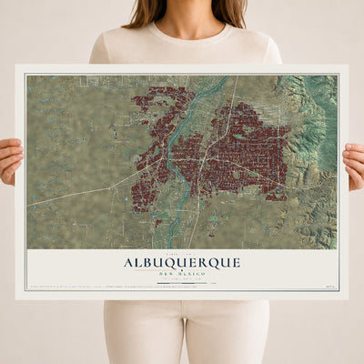 Map of Albuquerque, New Mexico, 18 x 24 inch unframed archival matte print