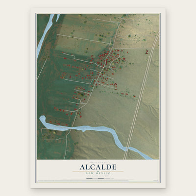 Alcalde, New Mexico map print, the full design