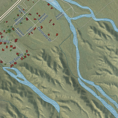 Close-up of the map of Algodones, New Mexico print showing street and building detail
