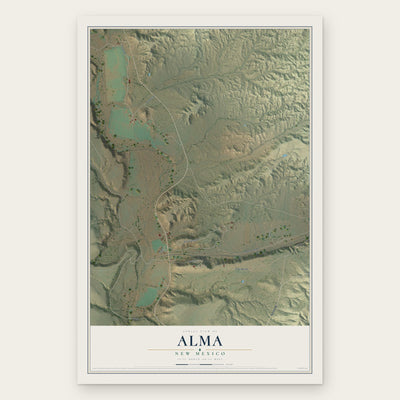 Alma, New Mexico map print, the full design