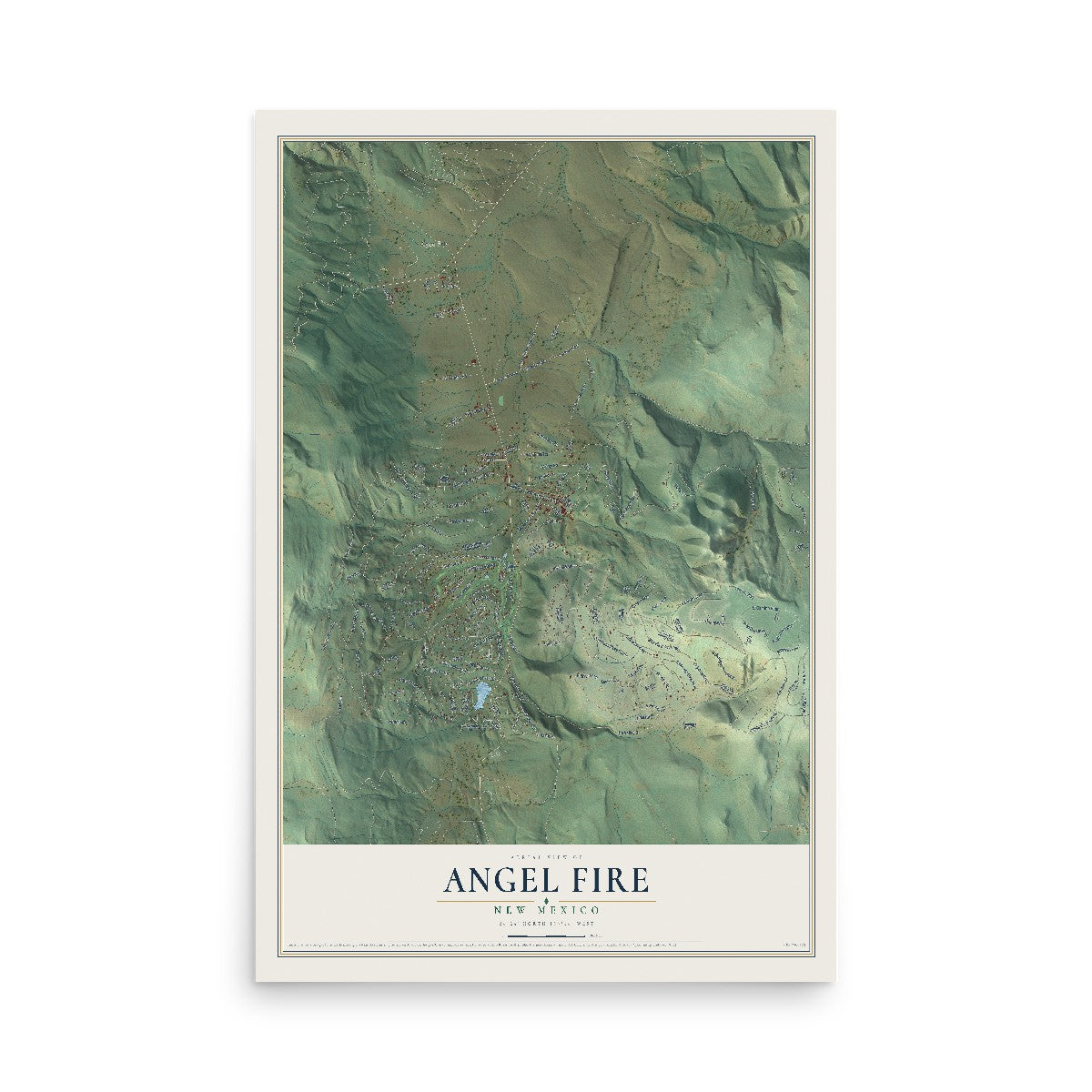 Map of Angel Fire, New Mexico, 12 x 18 inch unframed archival matte print