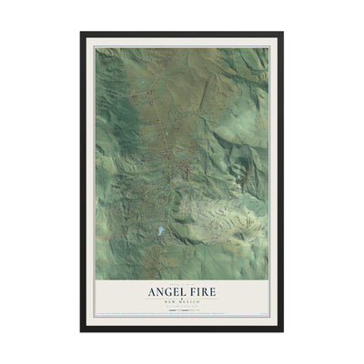 Map of Angel Fire, New Mexico, 12 x 18 inch print in a black wood frame