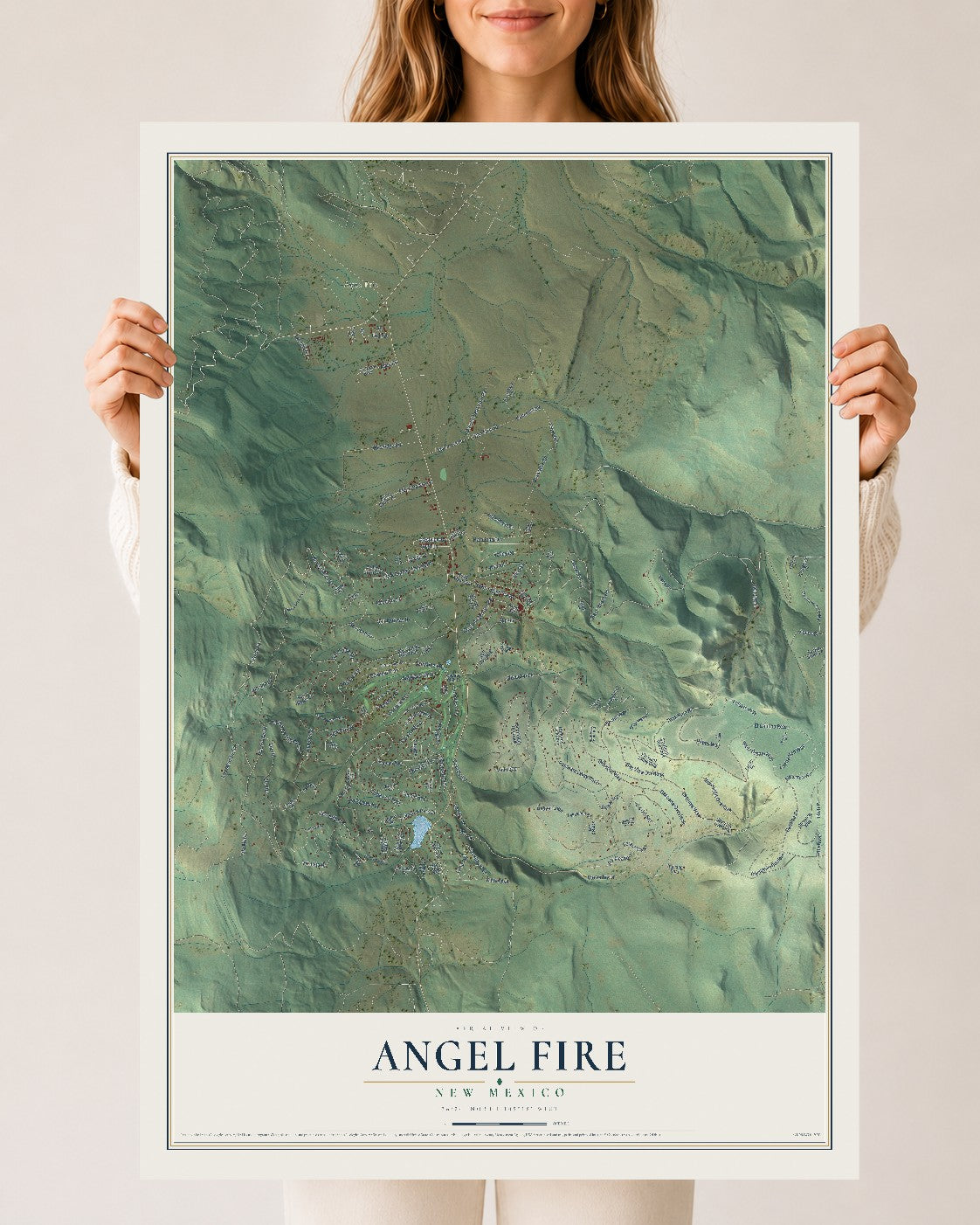 Map of Angel Fire, New Mexico, 24 x 36 inch unframed archival matte print