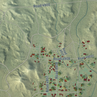 Close-up of the map of Angustura, New Mexico print showing street and building detail