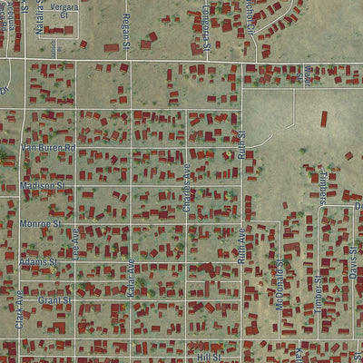 Close-up of the map of Anthony, New Mexico print showing street and building detail