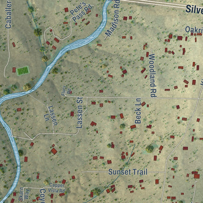 Close-up of the map of Arenas Valley, New Mexico print showing street and building detail