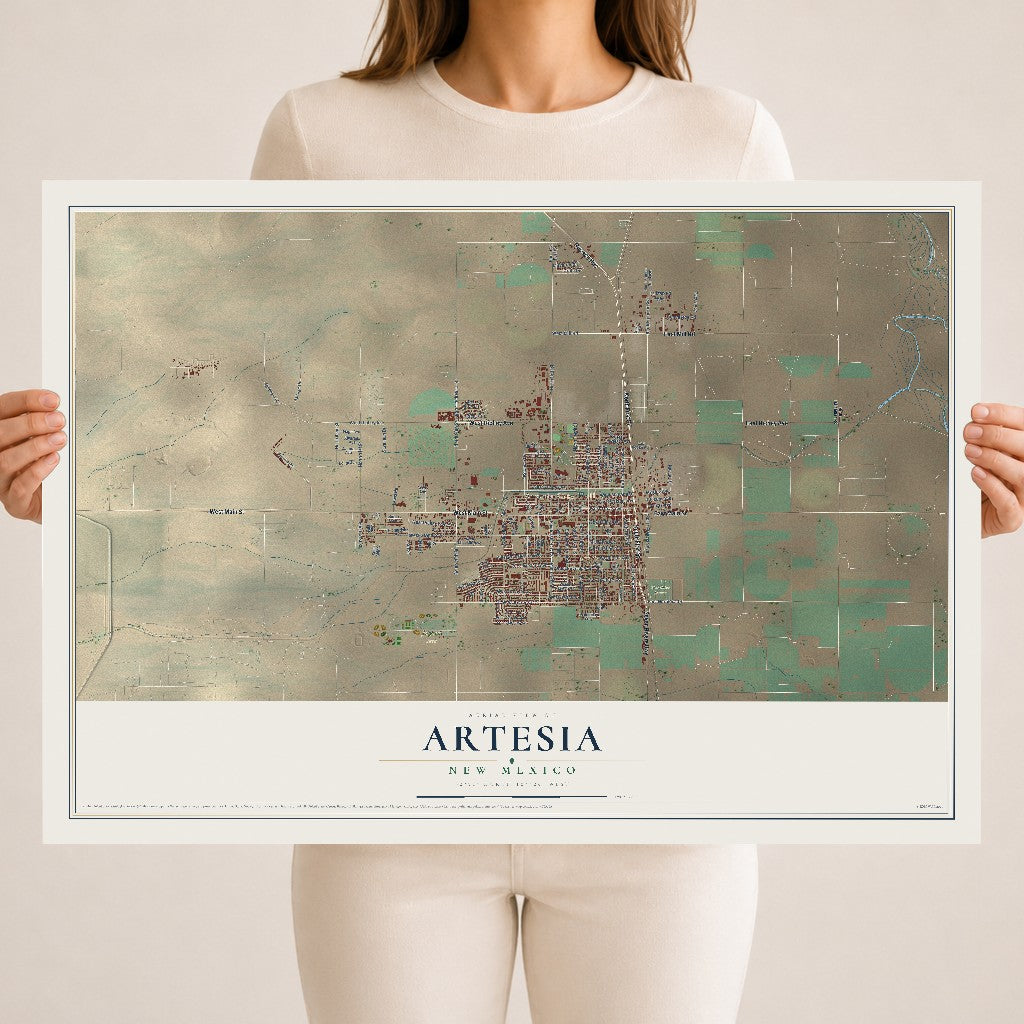 Map of Artesia, New Mexico, 18 x 24 inch unframed archival matte print