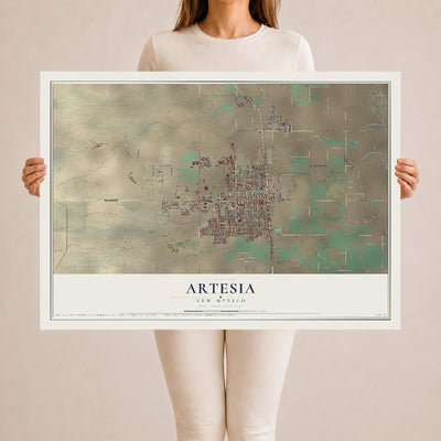 Map of Artesia, New Mexico, 24 x 36 inch unframed archival matte print