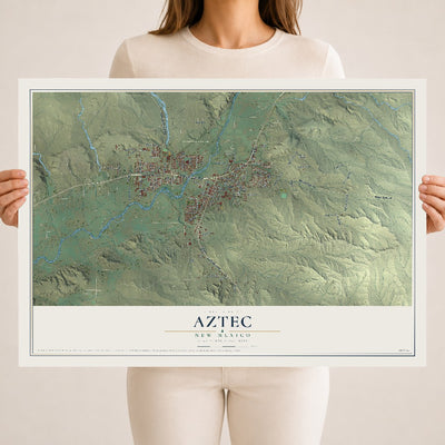 Map of Aztec, New Mexico, 18 x 24 inch unframed archival matte print