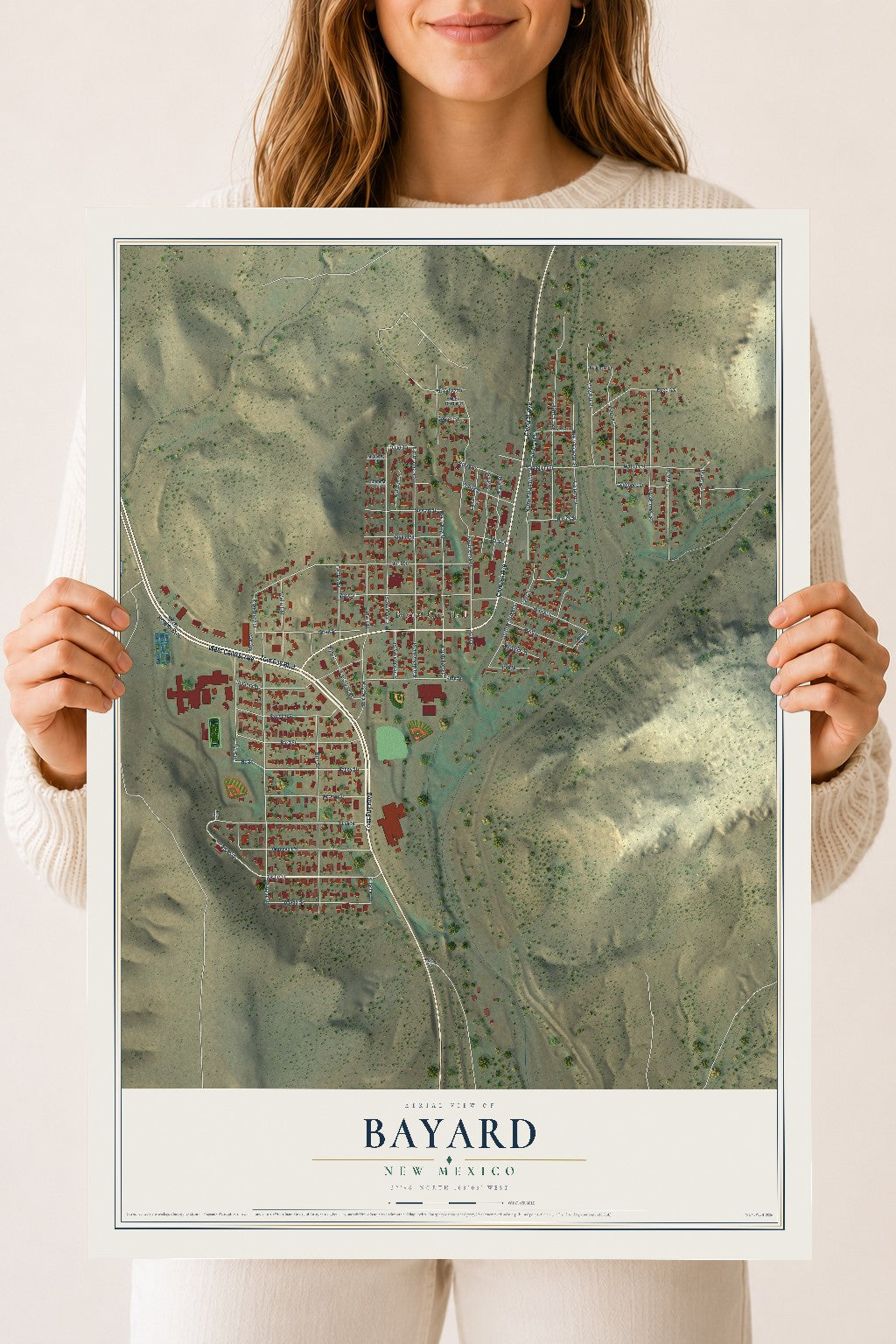 Map of Bayard, New Mexico, 18 x 24 inch unframed archival matte print