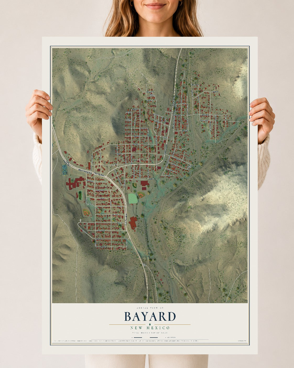 Map of Bayard, New Mexico, 24 x 36 inch unframed archival matte print