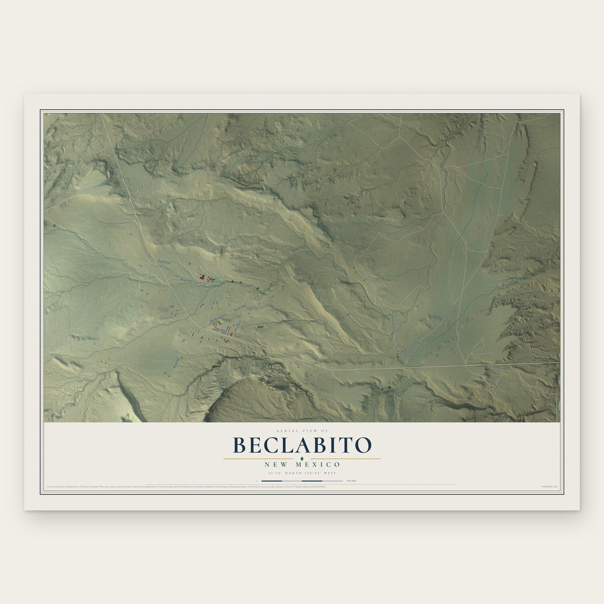Beclabito, New Mexico map print, the full design