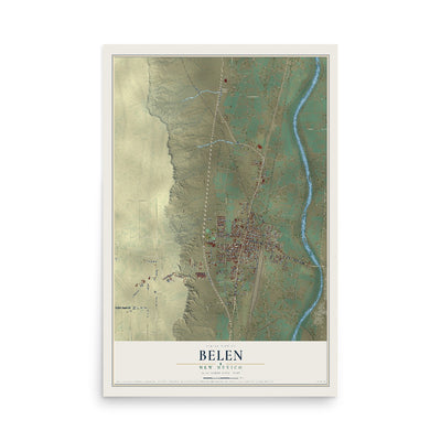 Map of Belen, New Mexico, 12 x 18 inch unframed archival matte print