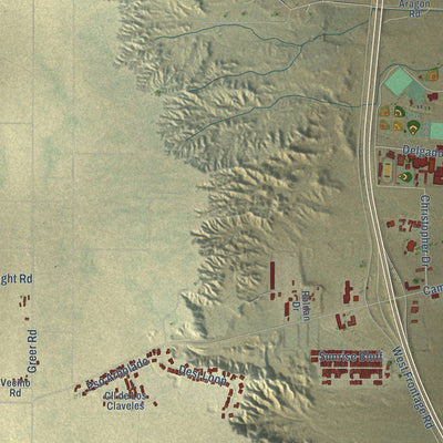 Second close-up of the map of Belen, New Mexico print showing more streets and buildings
