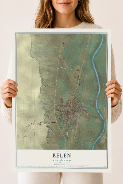 Map of Belen, New Mexico, 18 x 24 inch unframed archival matte print
