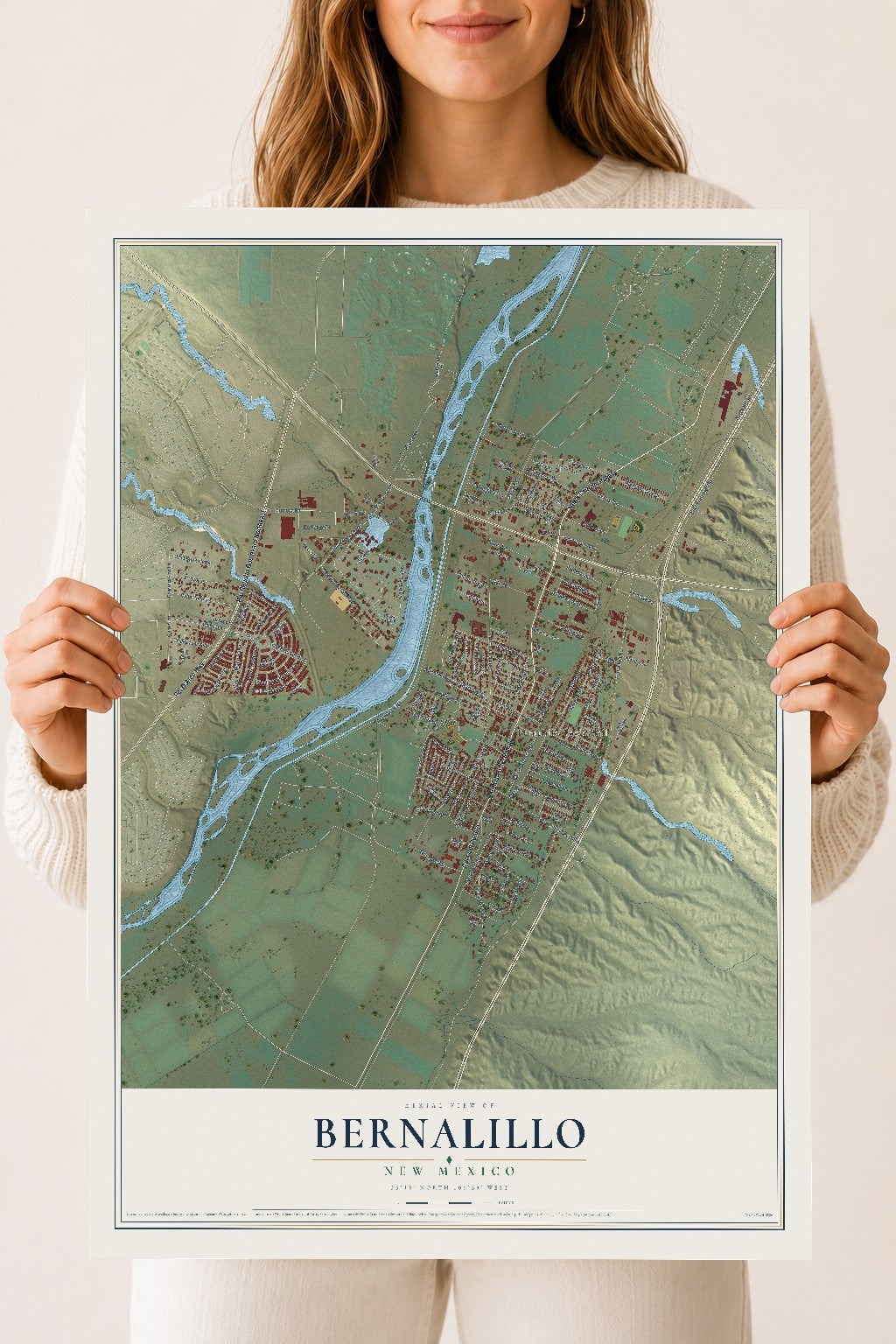 Map of Bernalillo, New Mexico, 18 x 24 inch unframed archival matte print
