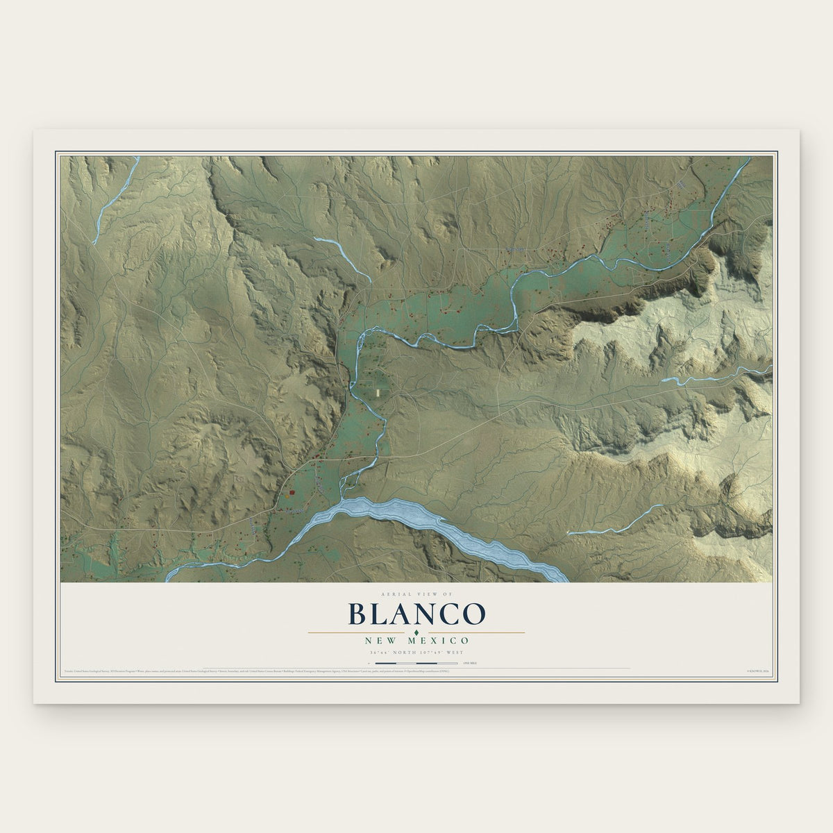 Blanco, New Mexico map print, the full design