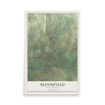 Map of Bloomfield, New Mexico, 12 x 18 inch unframed archival matte print