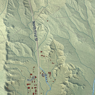 Second close-up of the map of Bloomfield, New Mexico print showing more streets and buildings