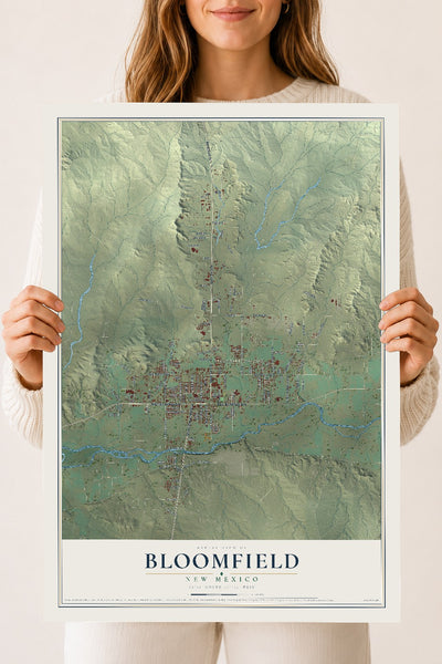 Map of Bloomfield, New Mexico, 18 x 24 inch unframed archival matte print