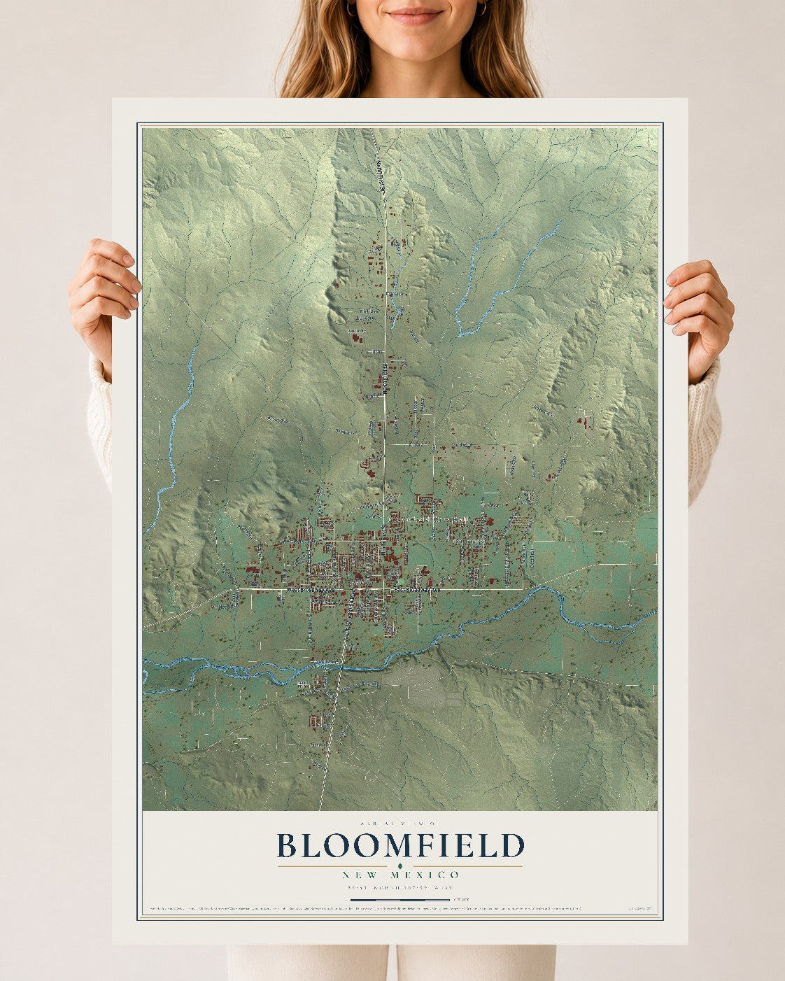 Map of Bloomfield, New Mexico, 24 x 36 inch unframed archival matte print